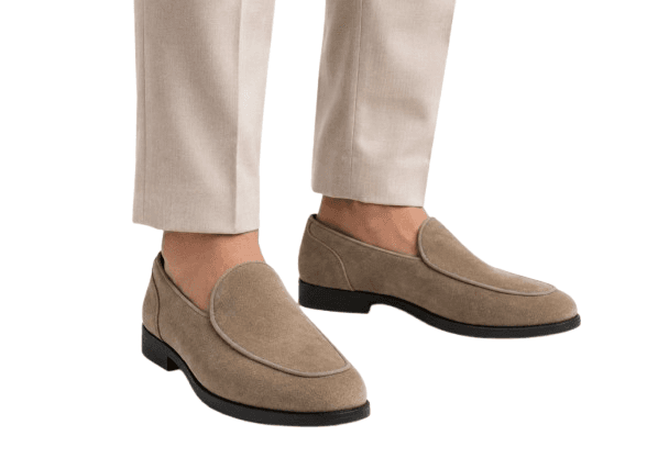 Mocassino Slip - On Tortora in Pelle Scamosciata - Vista 3