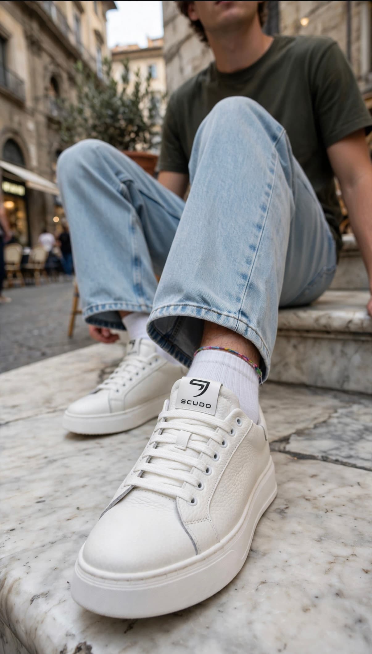 Sneakers in Pelle Bottalata - Vista 3
